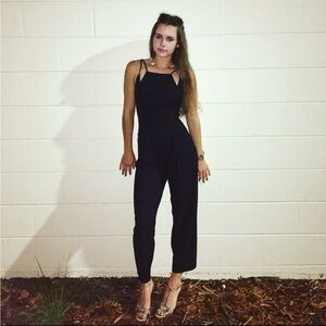 Black Women’s Jumpsuit - Sleek Strappy Design